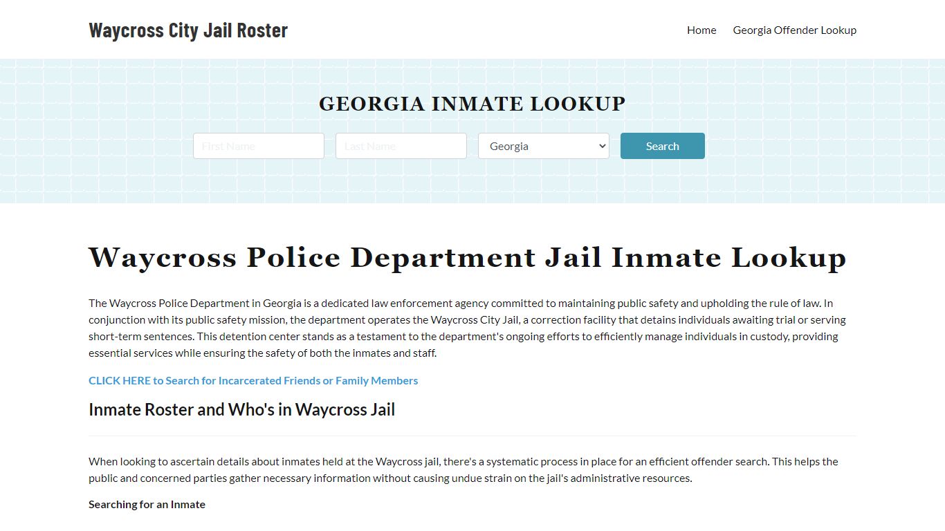 Waycross Police Department & City Jail, GA Inmate Roster, Arrests, Mugshots